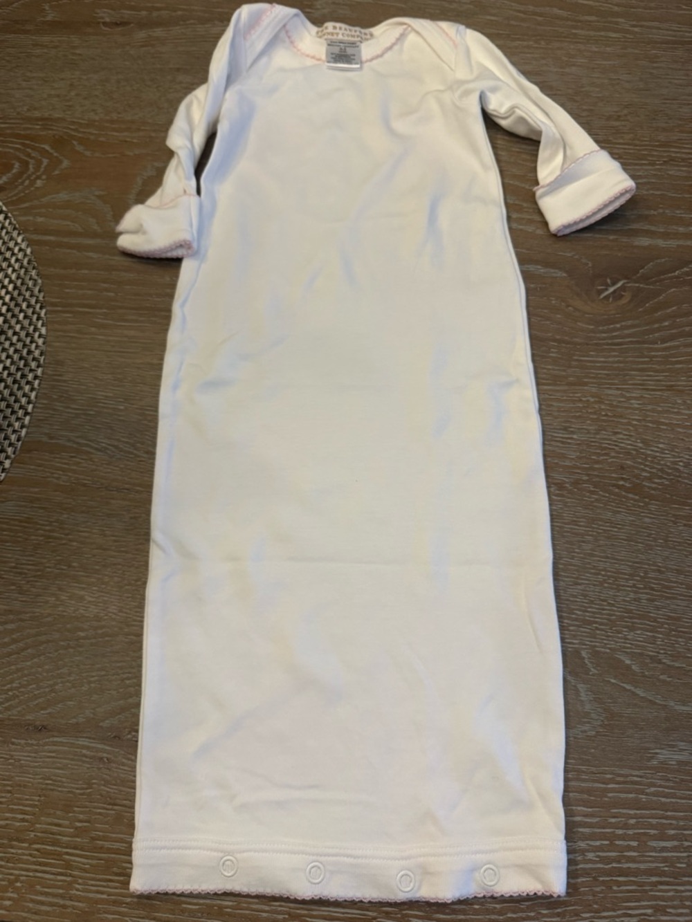 The Beaufort Bonnet Company White Infant Gown with Pink Trim